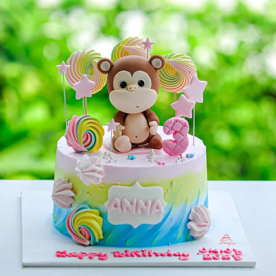 bánh sinh nhật hình con khỉ cho be trai