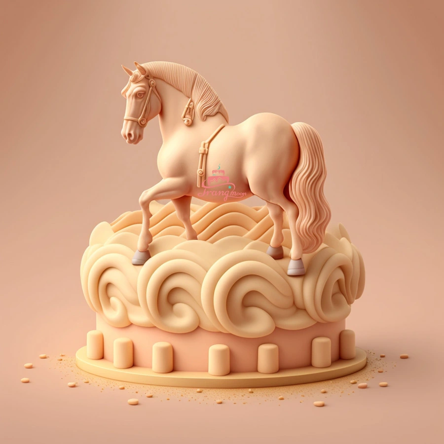 Bánh sinh nhật tạo hình con ngựa tuổi ngọ gắn bánh nhỏ mạ vàng sang trọng  bán chạy | Bánh Kem Ngộ Nghĩnh